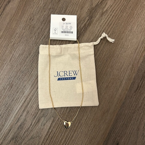 J. Crew Gold Necklace with Rhinestone Red Heart Pendant NWT - Picture 3 of 5